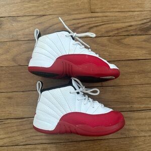 Jordan 12 White and Red Toddler Shoes 9C